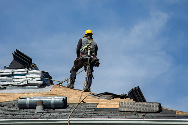 Professional Gutter Installation technician working in Stockport, OH